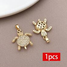 1pc 18K Gold Plated Marine Life Ocean Animals Charms Cubic Zirconia Pendants Starfish Seahorse Shell Turtle For DIY Necklace Jewelry Making - Gold - View 11