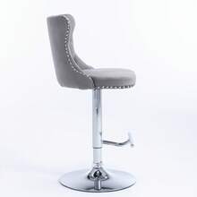 Swivel Velvet Barstools Adjustable Seat Height From 25-33 Inch,  Base Bar Stools With Backs Comfortable Tufted For Home Pub And Kitchen Island, Set Of 2,DE1712GY,Gray - 灰色 - 查看 4
