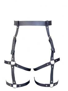 Men Punk PU Leather Harness Belt Exotic Gothic Thigh Strap Streetwear Hip Hop Leg Strap Belt Adjustable Fashion Retro Accessories For Halloween - Black - View 4