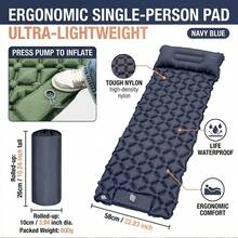 1pc Portable Outdoor Inflatable Mattress PVC Material Single Person Press-To-Inflate Sleeping Pad Suitable For Camping Travel Outdoor Indoor Foldable Inflatable Mattress Sleeping Pad - Single Sleeping Mat - View 8