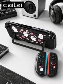 Cailai, Halloween Bat & Little Ghost Pattern Switch Console Protective Case, Compatible With Switch OLED And Switch Console, Made Of Soft TPU Material, No Disassembly Required, Anti-Drop & Anti-Dust, Ideal Gift Compatible With Switch Gamers, Elegant & Cute Switch Console Protective Case. - View 9