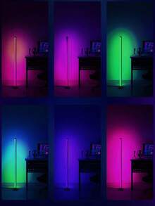 APP Smart RGB Corner Floor Lamp, USB Powered, Multi-Color Dimmable LED, Nordic Style Ambient Light, Suitable For Living Room, Bedroom, Game Room, Adapter Not Included - Multicolor - View 7