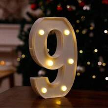 1pc 0-9 Number Theme Party Decor LED Light Night Lamp, Party Wedding Cocktail Decoration - White - View 8