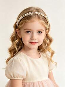 1pc Delicate Countryside Style Headband - Gentle Faux Pearl & Rhinestone Headband, Cat Eye Design, Versatile Daily Hair Accessory - Multicolor - View 3