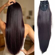3-Piece 4-Layer Jacquard Seamless Edged Hair Extensions For Women, Long Hair Volume Booster, Fluffy 3-Piece Hair Extensions, 1-Piece Invisible Clip-In Hair Extensions, Hair Accessories, Wig - Black - View 13