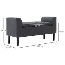 Bench With Storage Space, Upholstered Bench, Stool, Seat Chest, Can Hold Up To 130 Kg, Linen Touch Dark Grey, 116 X 44 X 58 Cm For Hallway And Living Room - A - View 4