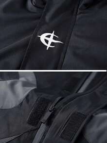 Jaket Lengan Panjang Kasual Pria Motif Blok Warna untuk Musim Semi/Gugur - Hitam - View 4