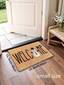 1pc, Winter Christmas Minimalist Smiling Snowman Welcome Pattern Door Mat, Holiday Style Machine Washable Polyester Fiber Mat, Suitable For Indoor, Party, Daily Decoration, All Seasons - Yellow - View 8