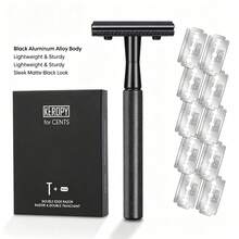 Keropy 1pc Men's Razor, Black Matte Heavy Duty DE Safety Razor, Suitable For Wet Shaving Including 10 Blades - Vintage Classic Design, Anti-Slip Handle . Ideal Gift For Men, Father's Day, Birthday - Multicolor - View 7