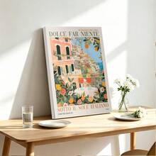 1幅“Dolce Far Niente”（意为“无所事事的甜蜜”）彩色油画艺术品，意大利斯普利茨艺术，波西塔诺艺术，阿马尔菲海岸，家居装饰礼品，墙面艺术，墙面装饰海报，墙面帆布装饰，走廊、卧室和客厅的理想礼物，生日和毕业礼物 - 彩色 - 查看 1