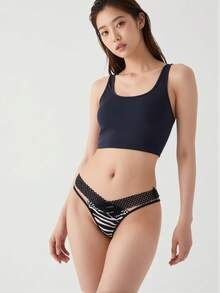 Mystèrelle 4PCS Women's Sexy Leopard Print Panties, Comfortable Hollow Out Breathable Triangle Panties, Zebra Print Thong T-Back - Multicolor - View 3