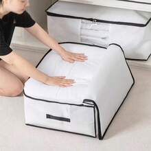 1pc-Large Capacity Bedding Storage Bag, Dust-Proof And Water-Resistant Luggage Transportation Storage Bag, Suitable For Bedrooms, Storage And Organization, For Household Use - White - View 8