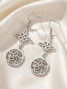 LIKGREAT 1pc Stainless Steel Tetragramaton Pendant Earring For Women Amulet Protection Earrings With Witch Knot Charm Jewelry - Fashion Series - View 2