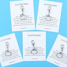 5pcs/10pcs 2D Flat Hollow Apple Keychain Set, With "A LITTLE HUG" Cards, Casual Keychain, Suitable For Giving To Family, Friends - Silver - View 9