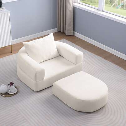 Compressed Convertible Folding Sofa Bed - Sleeper Chair With Pillow, Modern Fabric Floor &Amp; Futon Couch, Foldable Mattress For Living Room/Dorm/Guest Use/Home Office/Apartment, 101 X 90 X 21 Cm
