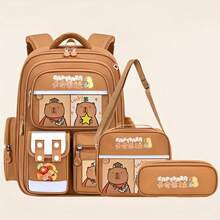 3pcs Fashion Capybara Themed Backpacks With Adjustable Shoulder Straps - Durable Nylon Material, Zipper Closure, Polyester Lining, Printed Design - Perfect Gift For Capybara Lovers, Travel Backpack, Shoulder Bag, Storage Bag, Handbag Gift, Back To School Essential - Rectangle - View 22