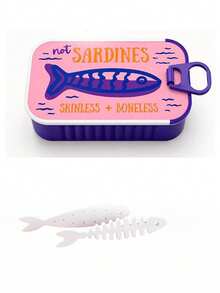 Novel Sardine Can Jewelry Box - Unique Fish-Shaped Tin Travel Jewelry Box, Cute Yellow & Blue Color Home Storage Box With Lid, Includes Fish Bone Shaped Jewelry Stand, Can Store Bracelets, Necklaces, Rings, Earrings, Multiple Colors Available, Perfect Gift For Women And Girls - Multicolor - View 22