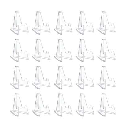 20 Pack Acrylic Coin Display Stands, Mini Clear Easel Holder, 2.2\ | Transparent Triangle Card Stand For Challenge Coins, Collectibles,