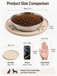 1pc Pet Waterproof Bowl Mat, Cat/Dog Bowl Placemat, Non-Slip Silicone Mat, Anti-Splash Cat Bowl Food Spill Mat, Suitable For Rabbit And Hamster - Multicolor - View 2