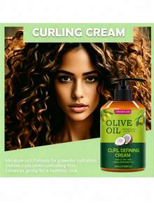 280ml Olive Oil Curly Hair Styling Cream With Coconut Oil, Leave-In Curl Cream For Wavy And Curly Hair, Long-Lasting Frizz Control, Moisturizing And Hydrating Hair Care, Define Natural Curls, Non-Greasy Formula Suitable For All Hair Types - Full Size - View 5