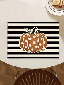 1pc Halloween Pattern Table Runner, 4pcs Halloween Pattern Placemats, Suitable For Holiday, Party, Birthday, Dinner, Kitchen Dining Table Decoration, All-Season Room Decor, Home Textile Decoration Table Runner - Multicolor - View 2