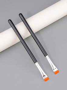 1 pieza Pincel plano para corrector, pincel delineador, pincel plano ultra delgado para corrector, herramienta de maquillaje de base y corrector de precisión - Negro - Ver 2