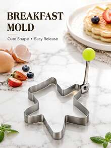 3pcs Bear-Shaped Egg Rings With Handle, Pancake Mold, Breakfast Cooking Tool, Suitable For Eggs, Pancakes, Omelets, Brunch, Home Kitchen, Cute Food Shaper, Convenient Cooking Accessory - Multicolor - View 4