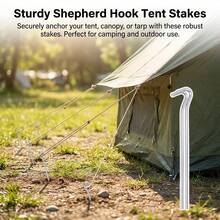 10Pcs High Strength Carbon Steel Hook Shaped Extended Tent Pegs Outdoor Camping Stakes For Garden Grass Various Terrains - Silver - View 5