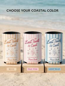 Custom Text Bachelorette Can Cooler, Personalized Coastal Last Toast Neoprene Can Sleeve, Beach Party Drink Holder For Bride Squad, Bridesmaid Gift For Bridal Shower, Pool Party And Girls Weekend - Multicolor - View 4