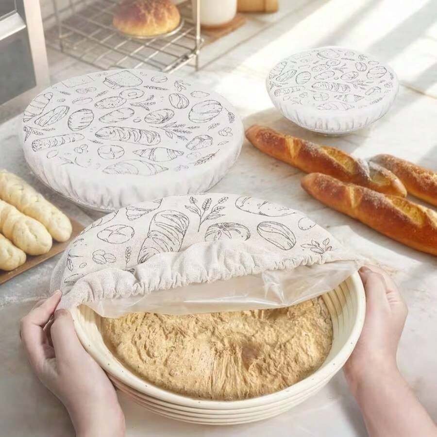 1pc Christmas Kitchen Bread Fermentation Bowl Cover, Reusable Bread Bowl Cover, High Elasticity Breathable Liner, Used For Bread Fermentation, Food Dustproof & Fresh-Keeping Cover, Kitchen Decor Accessory - Multicolor - View 1