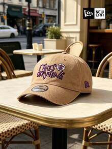 New Era Letter Slogan Soft Top Dad Hat, Street Style Khaki Embroidered Baseball Cap, Unisex Outdoor Hat - Camel - View 7