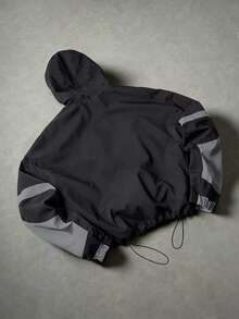 Jaket Lengan Panjang Kasual Pria Motif Blok Warna untuk Musim Semi/Gugur - Hitam - View 3