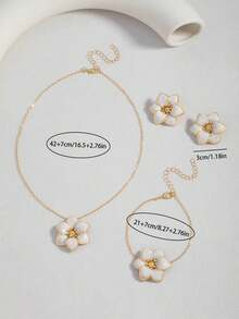 European And American Cross-Border Elegant Fashion Floral Jewelry Set, Suitable For Party/Banquet/Wedding/Gift - White - View 3