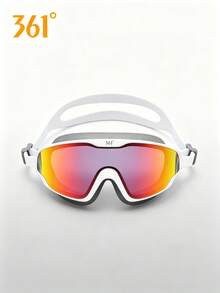 361degree 1pc 361° Large Frame Wide View Electroplated Lens High Definition Anti-Fog Waterproof Leak-Proof Silicone Sealed Swimming Goggles, Unisex Adult Universal, Comes With Portable Storage Case, Essential Summer Pool Accessory And Swimming Gift, Pool Beach Swimming Gear - Multicolor - View 1