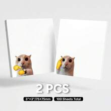 2 Packs Total 100 Sheets Funny Cat Sticky Notes, Cat Expression "Just A Reminder" Self-Adhesive Blank Memo Pads, Desktop Reminder Notes, Office School Home Stationery Supplies - 75 X 75 mm - View 9