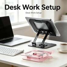 360° Rotating Full Metal Tablet Stand, Dual-Axis Height And Angle Adjustable Folding Phone Holder, Anti-Shake Stable Desktop Support, Suitable For Smartphones And Tablets, Applicable For Office, Home And Gaming And Other Multiple Scenarios - Multiple Styles - View 4