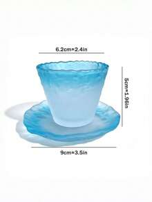 1 Set Minimalist Gradient Frosted Glass Tea Cup And Saucer, Highly Attractive Practical Tea Set For Home And Gathering Tea Drinking - Multicolor - View 11