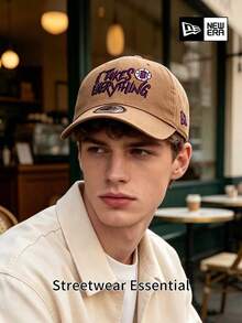 New Era Letter Slogan Soft Top Dad Hat, Street Style Khaki Embroidered Baseball Cap, Unisex Outdoor Hat - Camel - View 2