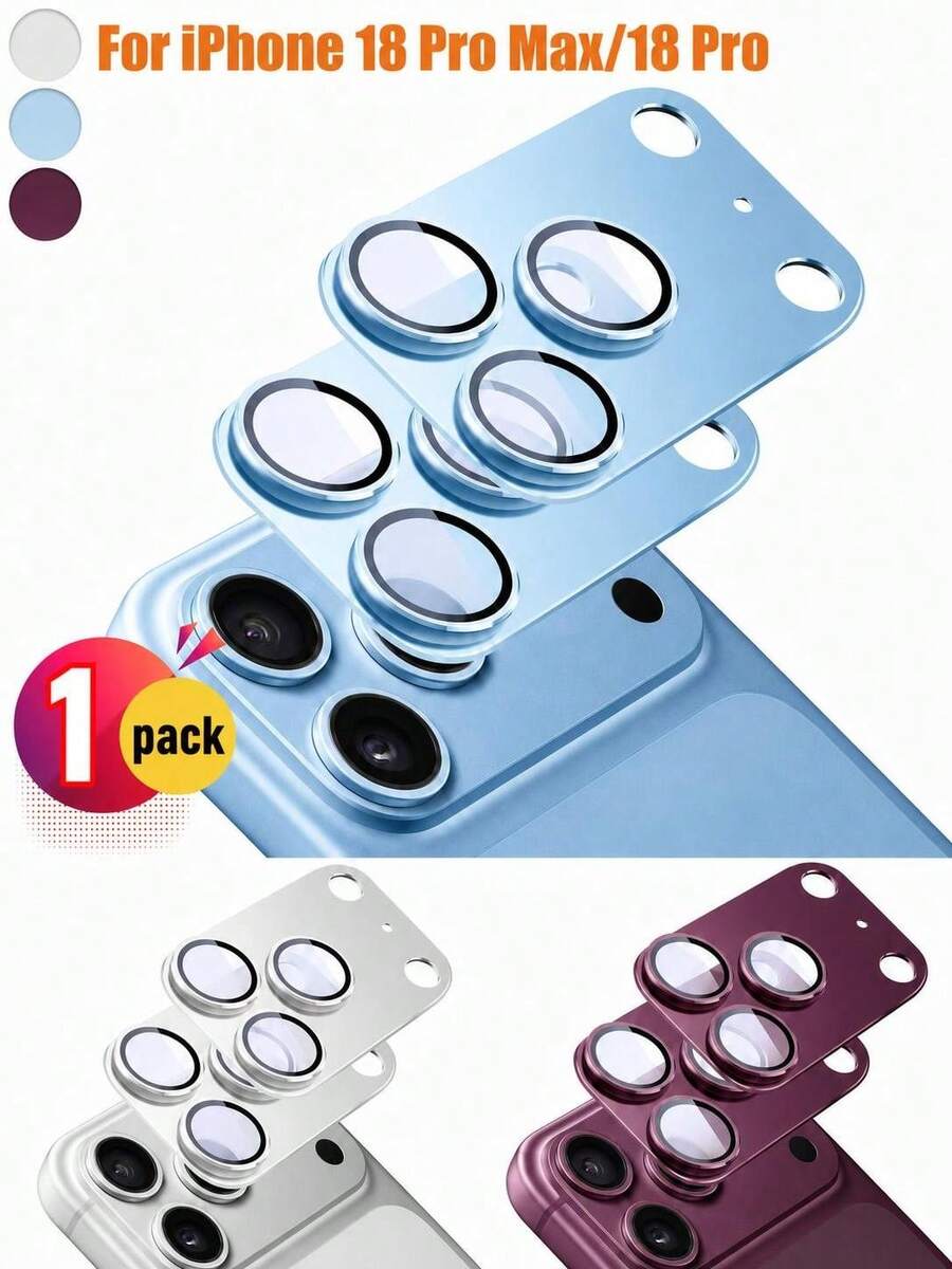 相機鏡頭保護膜,適用於 iPhone 18 Pro/18 Pro Max 系列,軍規級防摔保護,強效黏著,金屬鋁合金強化玻璃相機螢幕保護膜(銀色) - 銀色 - 查看 1