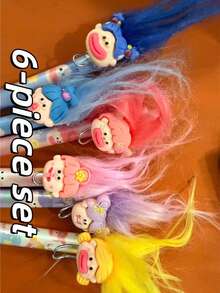 1pc Fun Messy Hair Doll Retractable Gel Pen, 3D Cute Ugly Character Pen Head, 0.5mm Black Ink, Smooth Writing Stationery, Kawaii Macaron Color Print, Creative Back To School Gift For Teenagers - A - View 11
