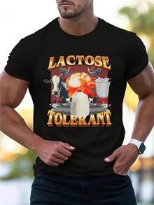 Summer Party Wear Graphic T-Shirt For Men - Lactose Tolerant - 黑色 - 查看 1