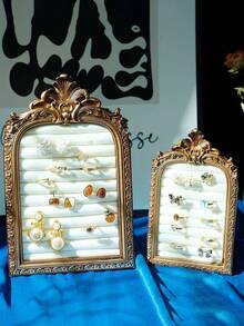 Vintage Resin Scroll Velvet Jewelry Storage Rack, Vintage Picture Frame Scroll Ring Tray, Necklace And Earring Display Prop, Home Decor Art, Holiday Gift, Jewelry Tower, Earring Holder, Jewelry Storage, Classic Jewelry Prop, Vintage Design - Multicolor - View 10