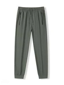 Women's Jogging Pants High Waist Drawstring Zipper Pockets Lightweight Sports Fitness Running Pants - Green - View 5