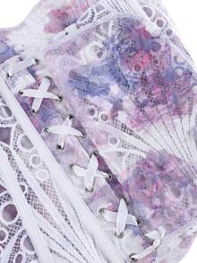 女款純色束胸上衣 抹胸塑身衣 圓弧下擺 法院風修身外穿抹胸上衣 花瓣圓形圖案不對稱下擺 - 彩色 - 查看 7
