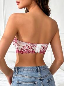 1 áo ngực nữ phối ren màu tương phản, kiểu bandeau dây đeo tháo rời thanh lịch, bộ Giáng Sinh, quà tặng Giáng Sinh - Nhiều màu - Xem 3