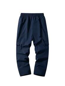 Men's Loose Wide Leg Multi-Pocket Functional Cargo Street Casual Pants, Lightweight & Breathable For Spring Summer Autumn, Suitable For Daily Wear, Perfect Gift For Boyfriend Or Husband - Navy Blue - View 3