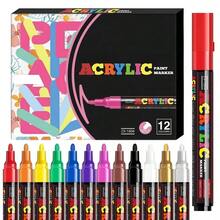 [Vibrant Acrylic Marker Set] 12/18/24 Vibrant Acrylic Marker Set - Medium (2-3mm) Markers - Rock Painting, Black Paper, Skateboard Decoration, Wood, Plastic, Canvas, Christmas Greetings - Sets - View 4