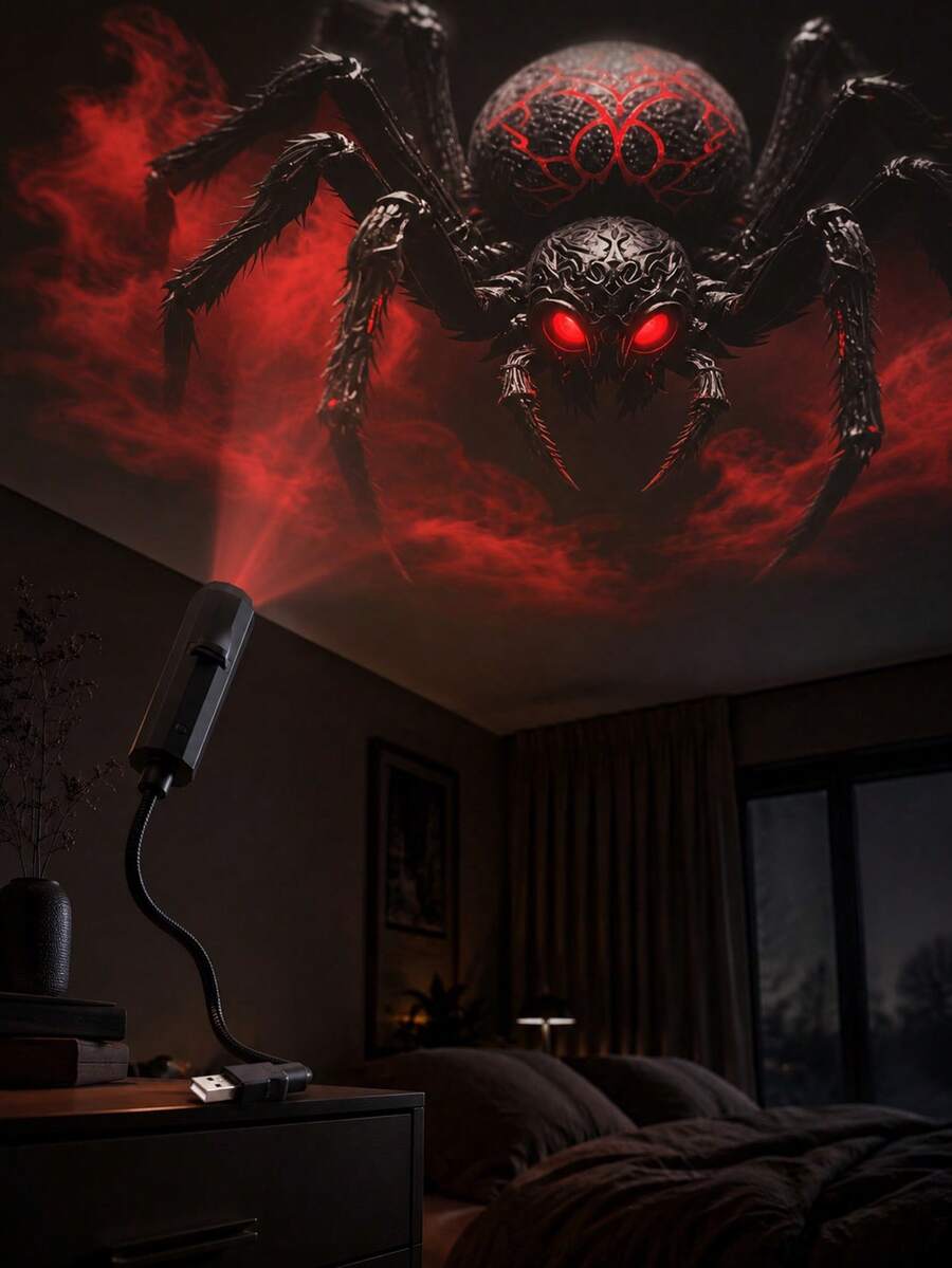 Halloween Horror Projection Light USB Powered,7 Scary Slides Ghost Bat Pumpkin Skeleton Spider Projector,Adjustable Gooseneck Lamp For Party Wall Ceiling Decor - USB Projector Light - View 1
