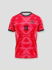 2026-27 Season Personalized Custom League Football Team Jersey, Customizable Logo, Number, Team Name And Player Name T-Shirt - Red - View 3