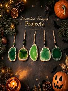 Natural Agate Slice Double Drilled Rough Edge Slab Beads DIY Jewelry Pendant Earring Charms Crystal Healing Craft Accessories - Green - View 4